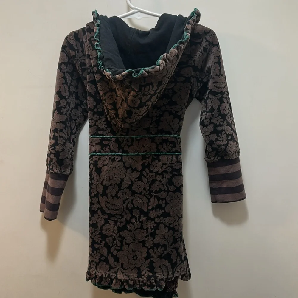 Matilda Jane Kids Robe with Pockets & Hood Size 4 - Velour Brown Floral - Picture 6 of 12